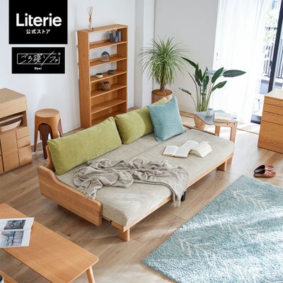 モーブル Literie リテリー ソファーベッド BL ブルー クッション付き 